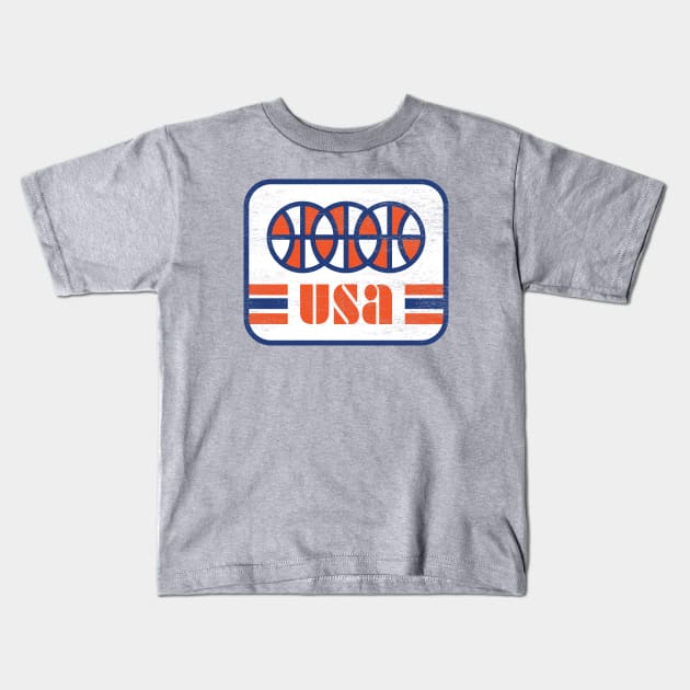 USA Retro Basketball Throwback Kids T-Shirt by TwistedCharm